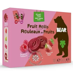 BEAR Fruit Rolls, 9 Packs of 2 Rolls - Healthy Fruit Snack, Assorted Flavour - Strawberry & Raspberry, 9 count