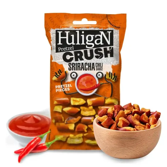 Huligan Pretzel Crush, Ready to Eat Snack, Flavoured in Sriracha Sauce,