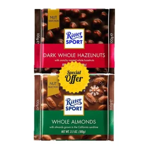 Ritter Sport Dark Chocolate with Hazelnuts +Whole Almonds