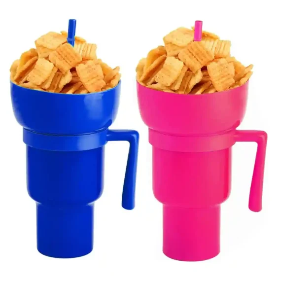 Snack Tumbler 2 In 1 With Straw Blue