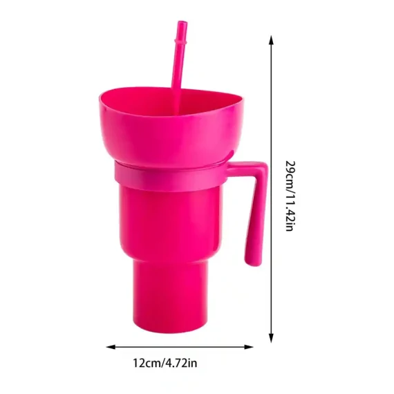 Snack Tumbler 2 In 1 With Straw Pink