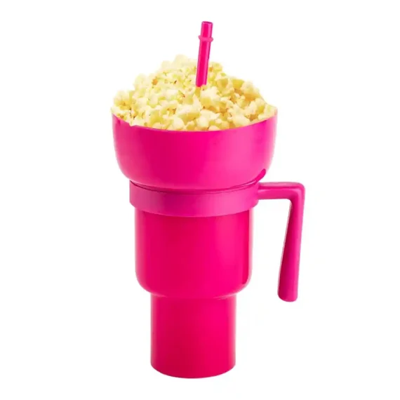 Snack Tumbler 2 In 1 With Straw Pink