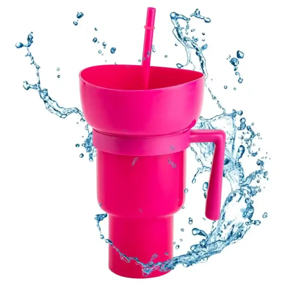 Snack Tumbler 2 In 1 With Straw Pink