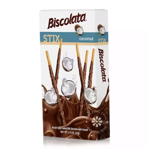 Biscolata Stix Biscuit Snacks Coated with Premium Milk Chocolate & Coconut