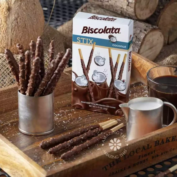 Biscolata Stix Biscuit Snacks Coated with Premium Milk Chocolate & Coconut