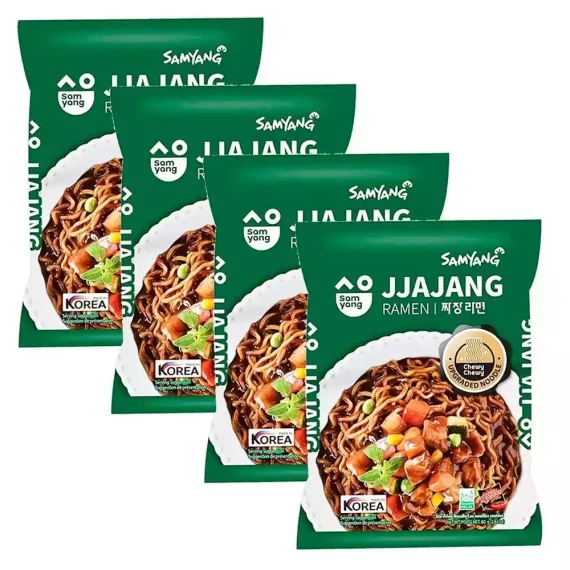 Korean instant noodles Samyang Jjajang Ramen with chicken flavor in bean sauce chajang